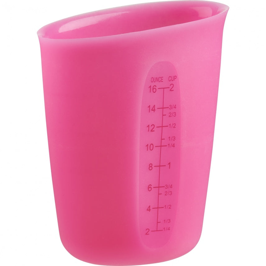 Tasse à mesurer flexible fuchsia 500 ml - Trudeau - Bec verseur - - La Guilde Culinaire