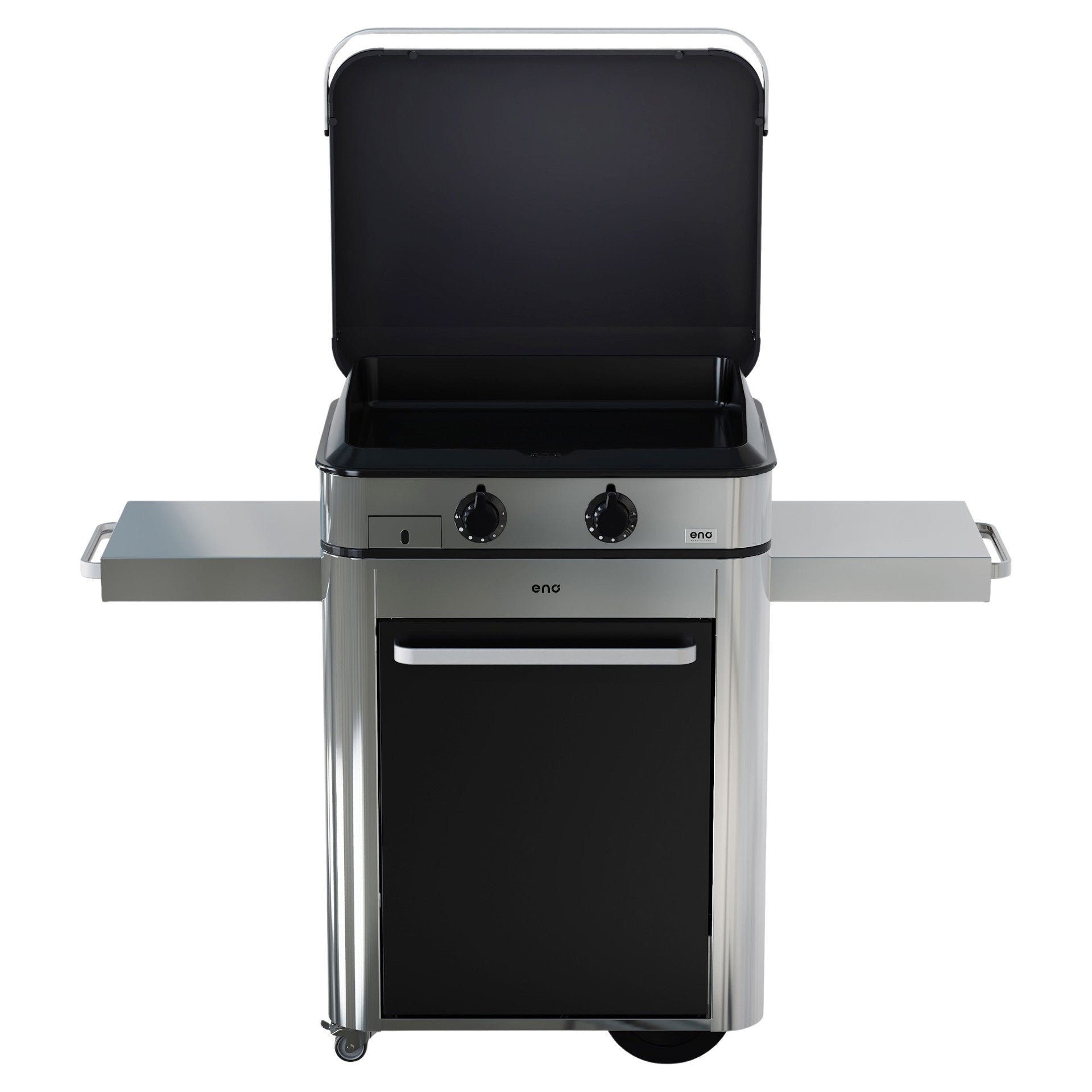 Eno - Ensemble Plancha 2 brûleurs avec couvercle et chariot ENOSIGN 65 cm Noir et Inox - ENO - Ensemble plancha - - La Guilde Culinaire