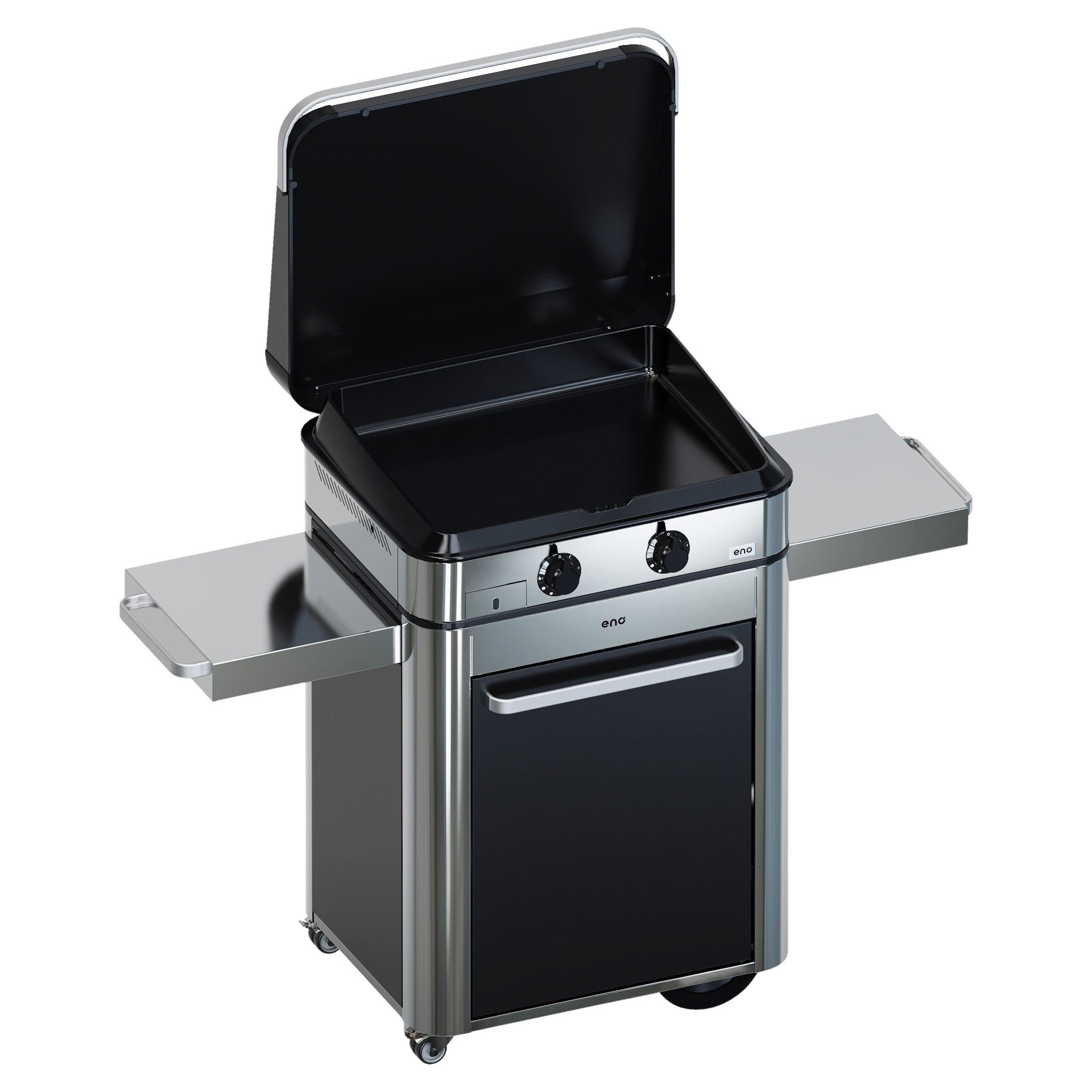 Eno - Ensemble Plancha 2 brûleurs avec couvercle et chariot ENOSIGN 65 cm Noir et Inox - ENO - Ensemble plancha - - La Guilde Culinaire