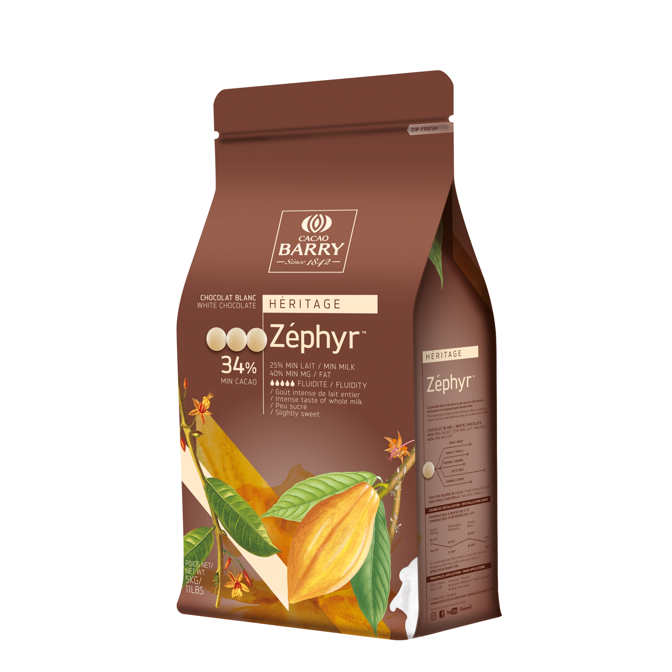 Chocolat blanc Zéphyr 34% 5kg - Cacao Barry - Chocolat blanc - CHW-N34ZEPH-CA-U77 - F - La Guilde Culinaire