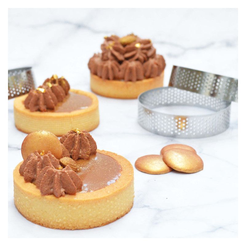 4 cercles à tartelettes perforés ronds 8 cm - Scrapcooking - Cercle à tarte - - La Guilde Culinaire
