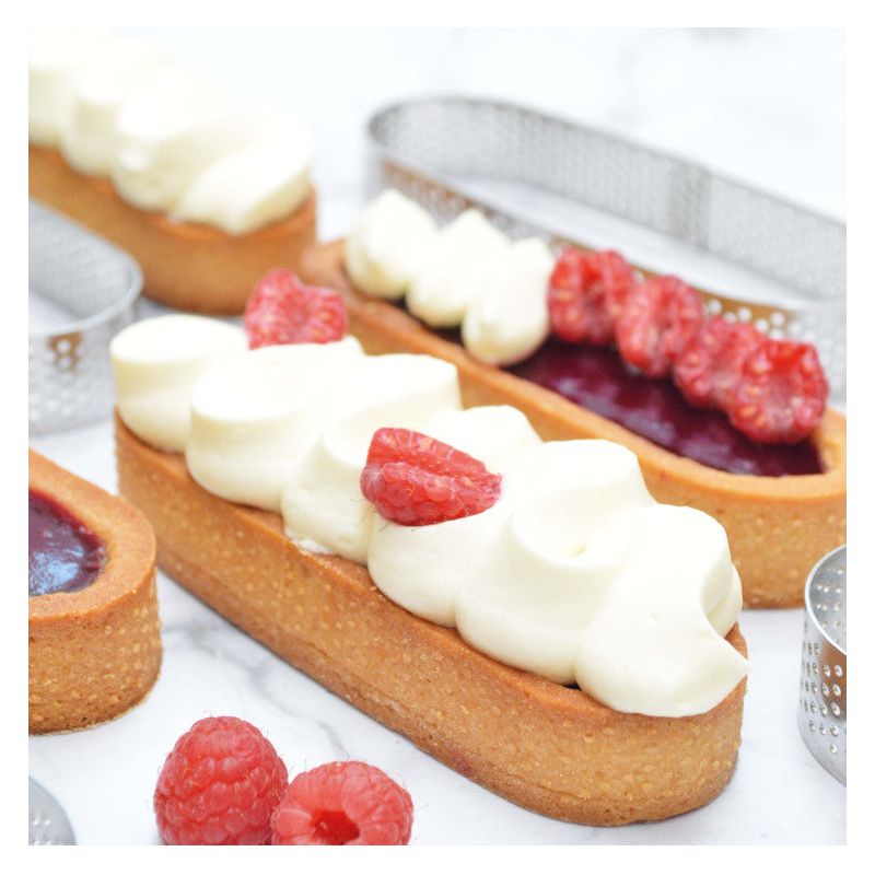 4 cercles à tartelettes perforés ovales 15 x 4 cm - Scrapcooking - Cercle à tarte - - La Guilde Culinaire