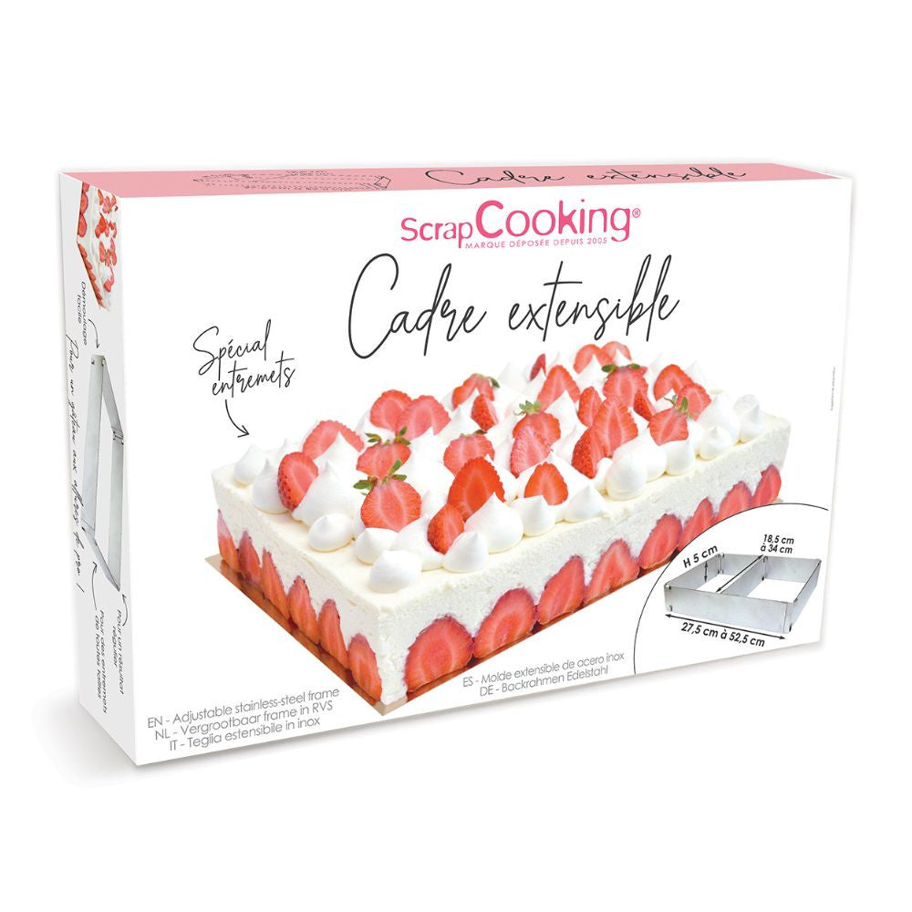 Cadre à pâtisserie extensible rectangle inox - Scrapcooking - Cadre à pâtisserie - - La Guilde Culinaire