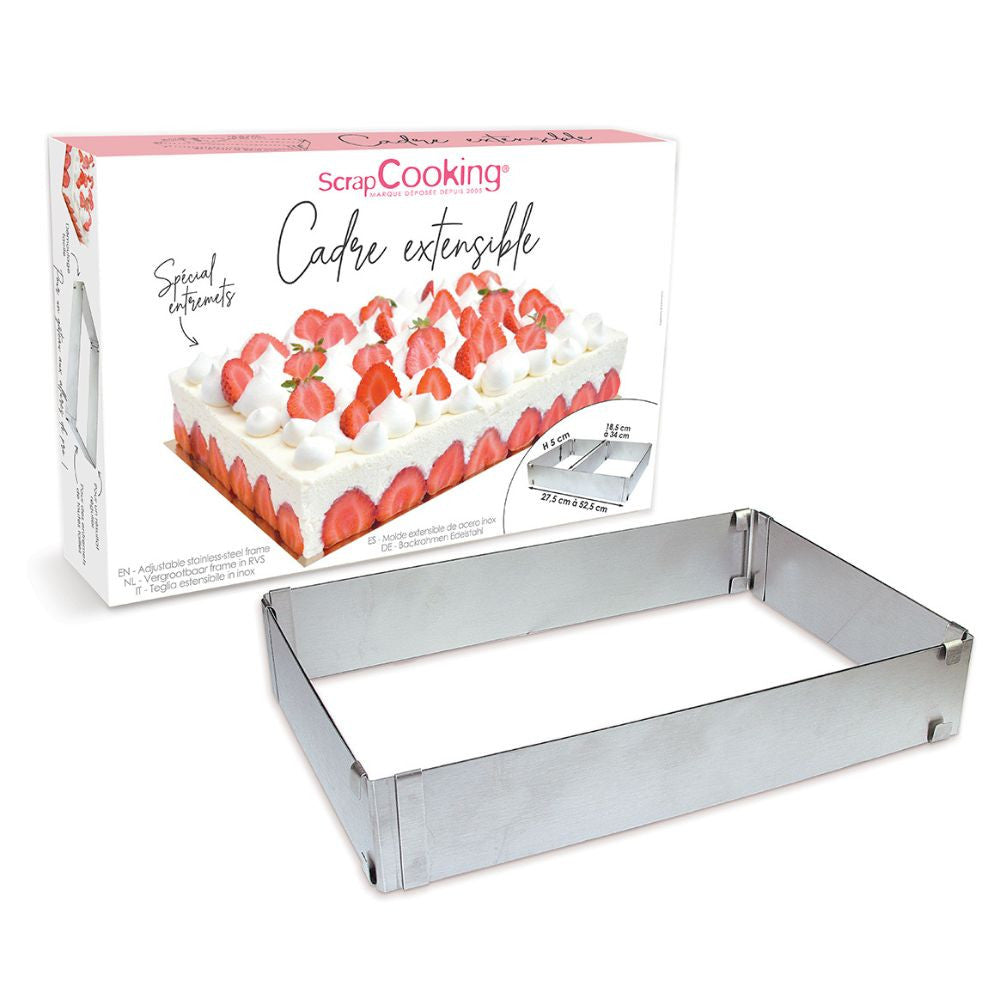 Cadre à pâtisserie extensible rectangle inox - Scrapcooking - Cadre à pâtisserie - - La Guilde Culinaire