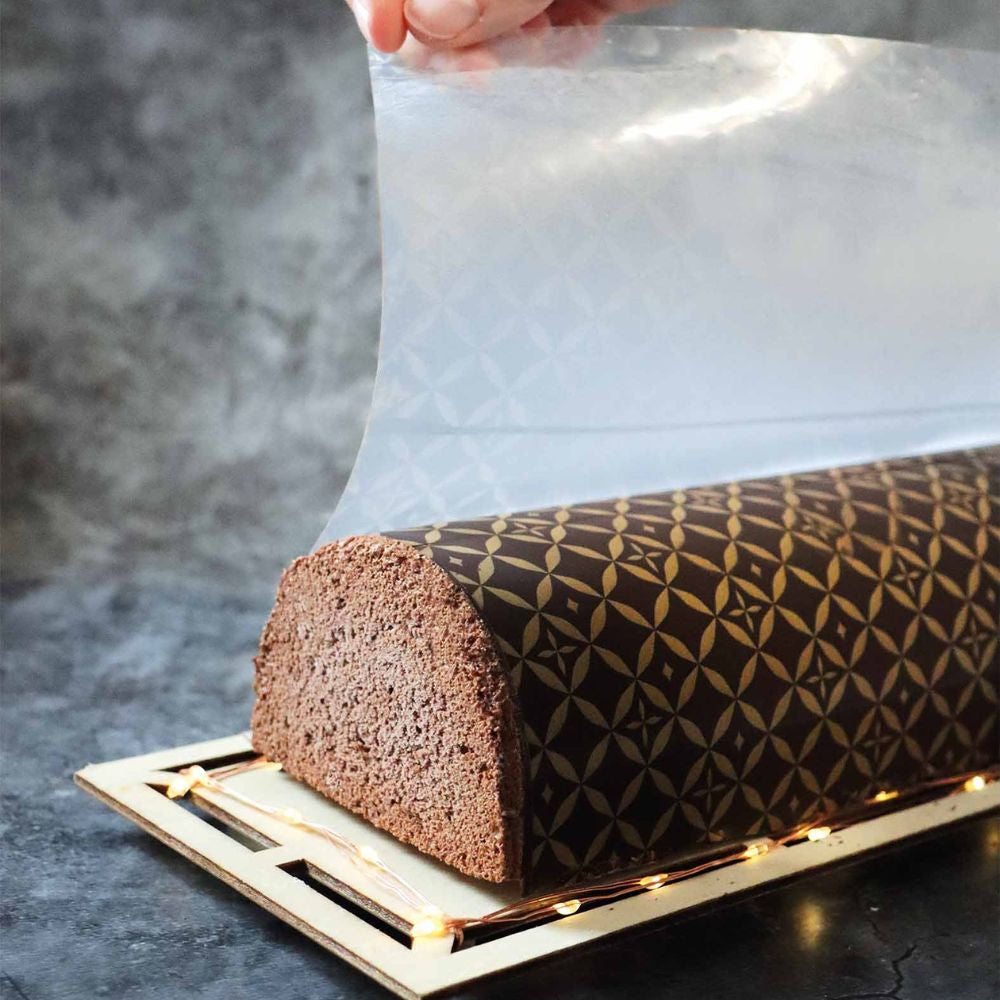 2 feuilles transfert pour bûche - Motif Couture - Scrapcooking - Moule chocolat - - La Guilde Culinaire