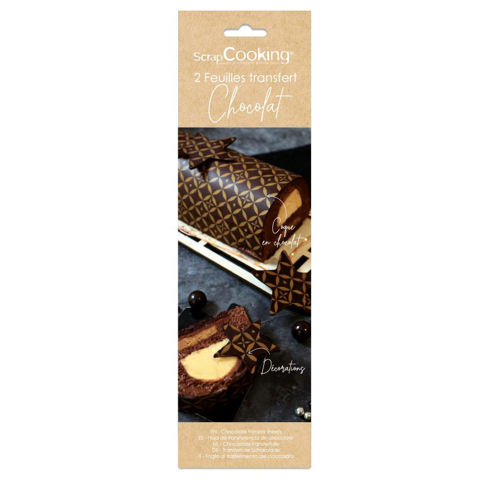 2 feuilles transfert pour bûche - Motif Couture - Scrapcooking - Moule chocolat - - La Guilde Culinaire