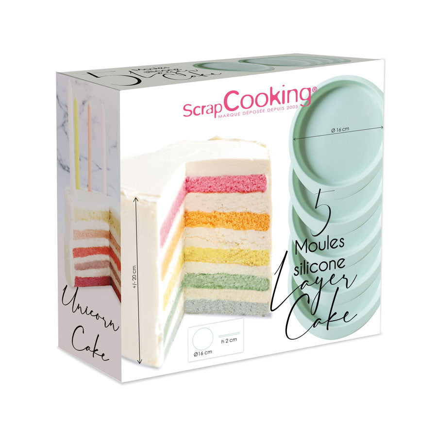 5 Moules Layer Cake en Silicone - Scrapcooking - Moule à gâteaux - - La Guilde Culinaire