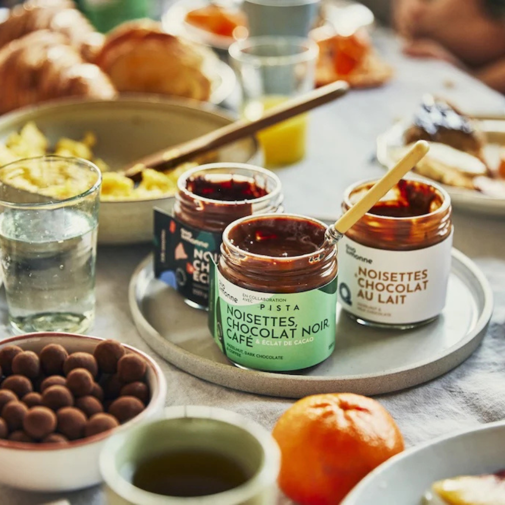 Tartinade Noisettes, Chocolat Noir, Éclats de cacao & Café - Allo Simonne - Tartinade - - La Guilde Culinaire