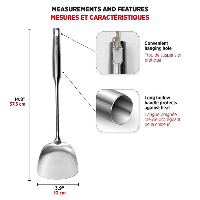 Spatule en acier inoxydable de style asiatique - Starfrit - Spatule à cuisine - - La Guilde Culinaire