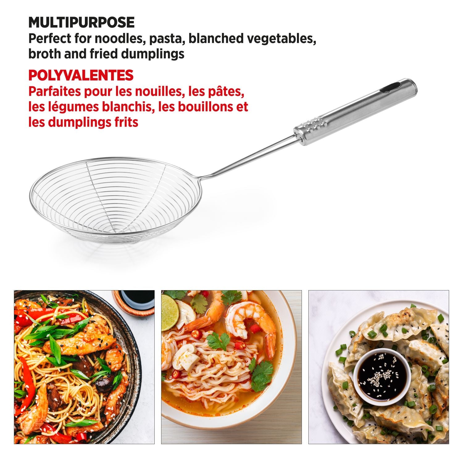 Ensemble de 3 passoires en acier inoxydable de style asiatique - Starfrit - Passoire et écumoire - - La Guilde Culinaire