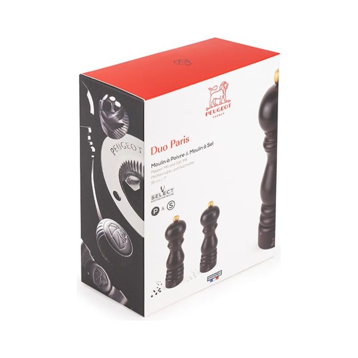 Duo de moulins à poivre et à sel manuels u'Select en bois couleur chocolat 18 cm - Peugeot - Moulin à poivre et sel - - La Guilde Culinaire