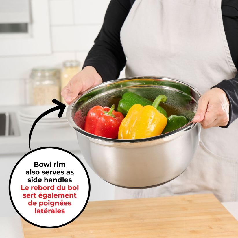 Bol à mélanger en inox avec base antidérapante