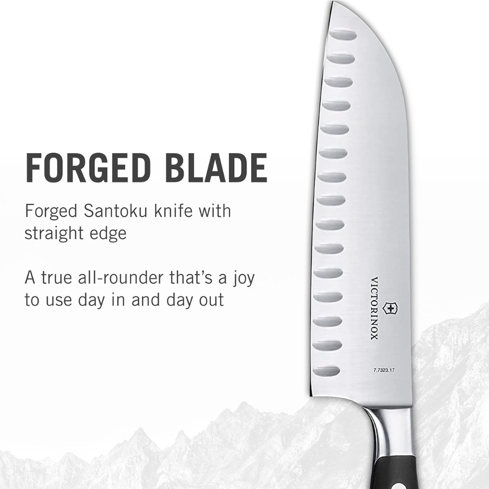 Grand Maître Couteau Santoku alvéolée 17cm-7'' - Victorinox - Couteau Japonais - - La Guilde Culinaire