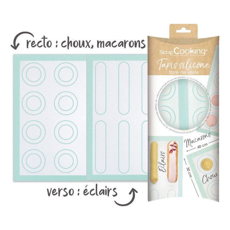 Tapis silicone en fibre de verre choux/éclair/macaron - Scrapcooking - Tapis de pâtisserie - - La Guilde Culinaire