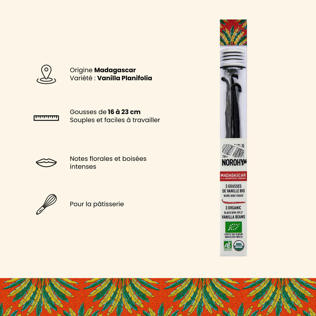 Organic Vanilla Pods from Madagascar - 125g