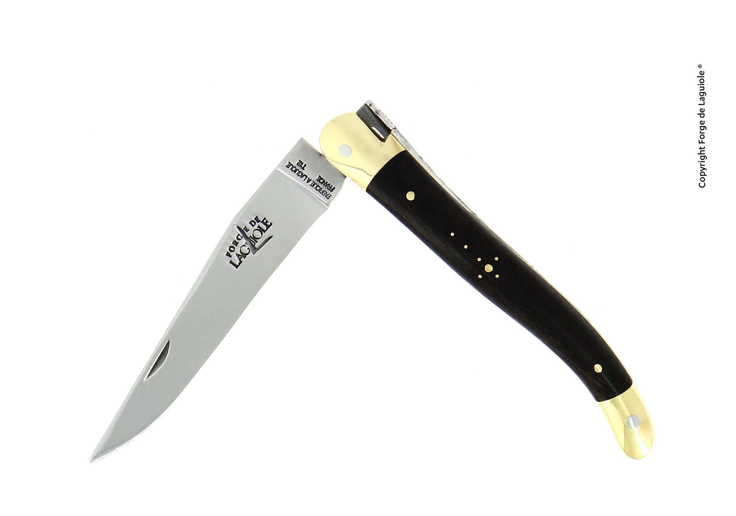 Couteau pliant 11 cm, mitre Laiton – Laguiole Ébène - Laguiole - Couteau de poche - 00003652 - 1211 EB - La Guilde Culinaire