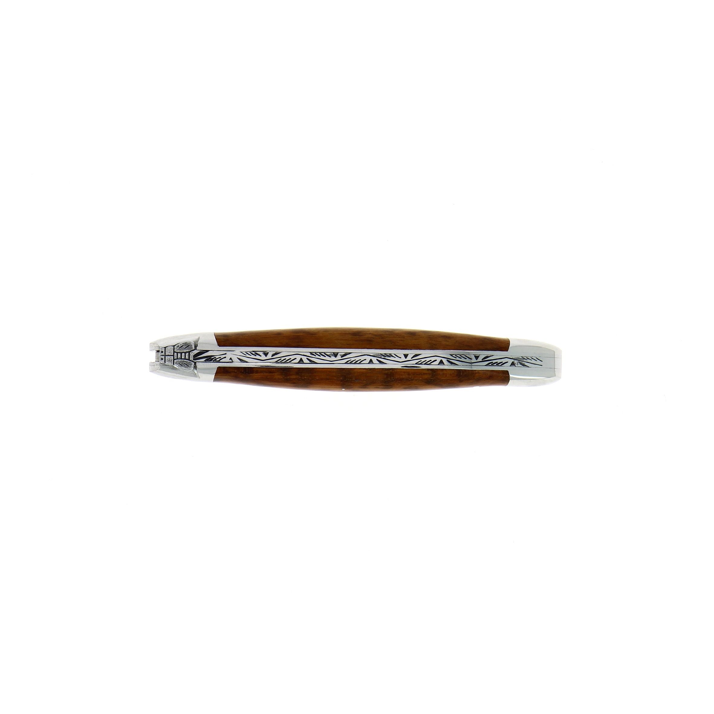 Couteau pliant 11 cm, manche en bois, mitre inox brillant – Laguiole - Laguiole - Couteau de poche - - La Guilde Culinaire