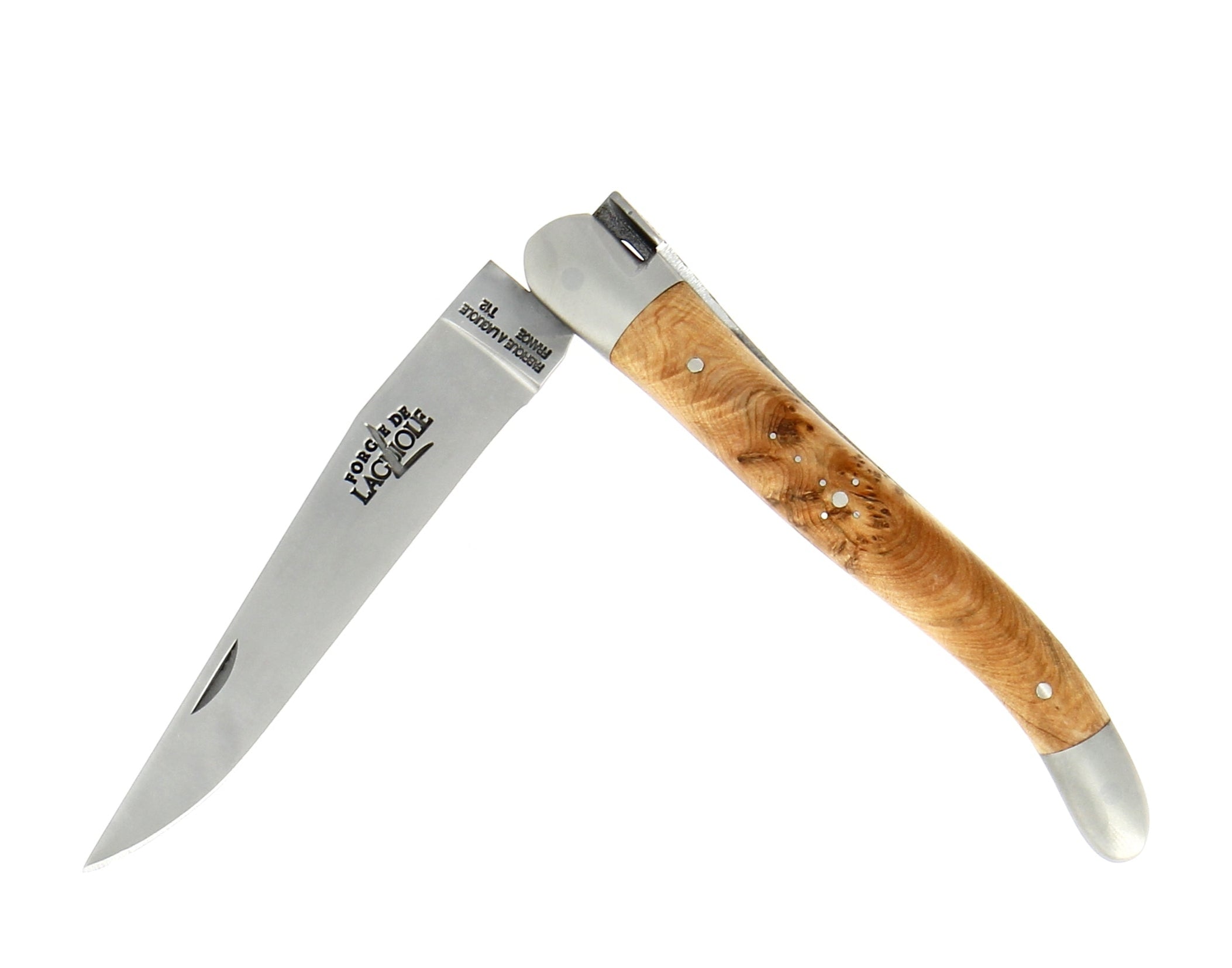 Couteau pliant 11 cm, manche en bois, mitre inox mat – Laguiole Genévrier - Laguiole - Couteau pliant - 00003677 - 1211 IN GE SAT - La Guilde Culinaire