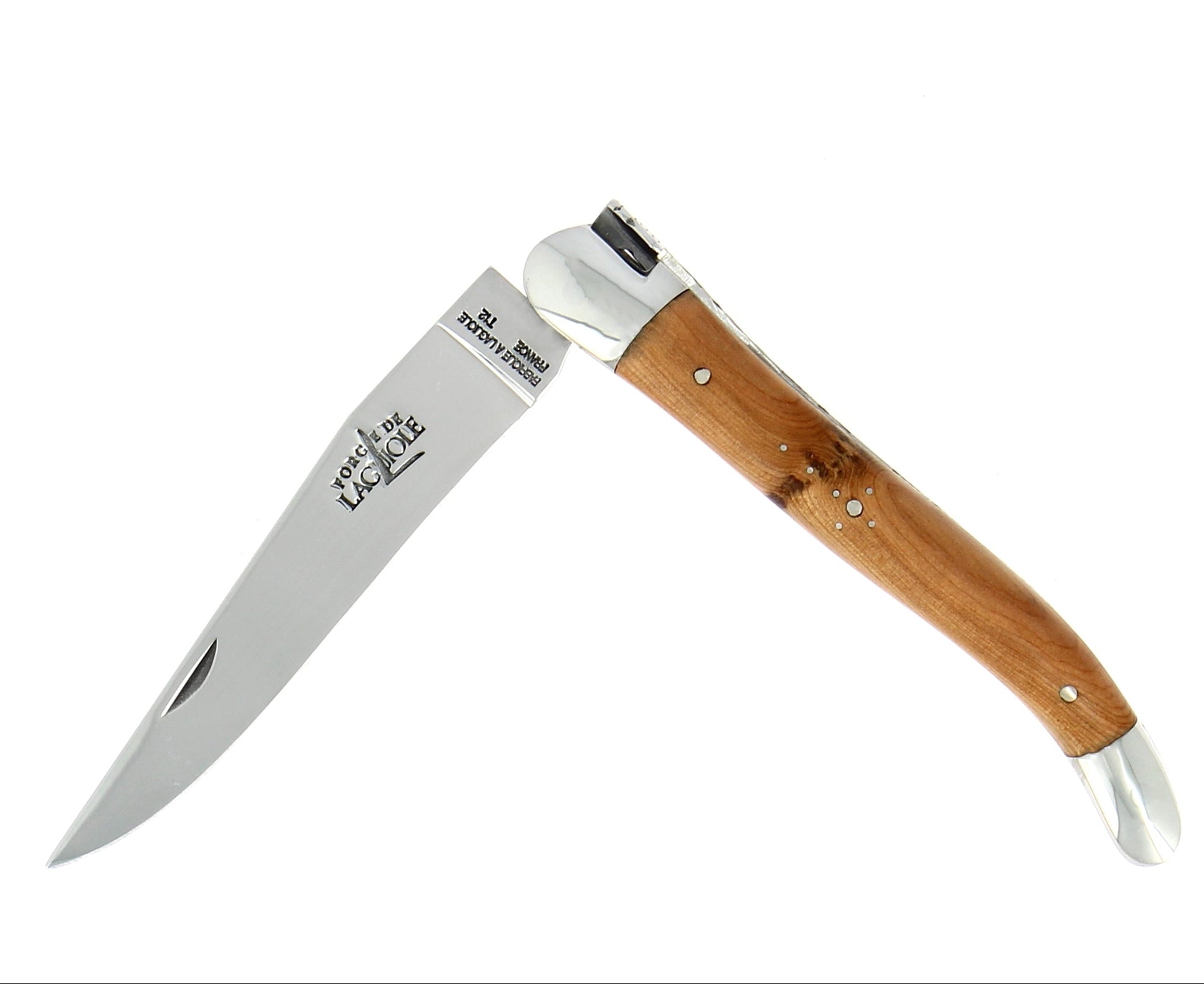 Couteau pliant 11 cm, manche en bois, mitre inox brillant – Laguiole Genévrier - Laguiole - Couteau de poche - 00003678 - 1211 IN GE BRI - La Guilde Culinaire