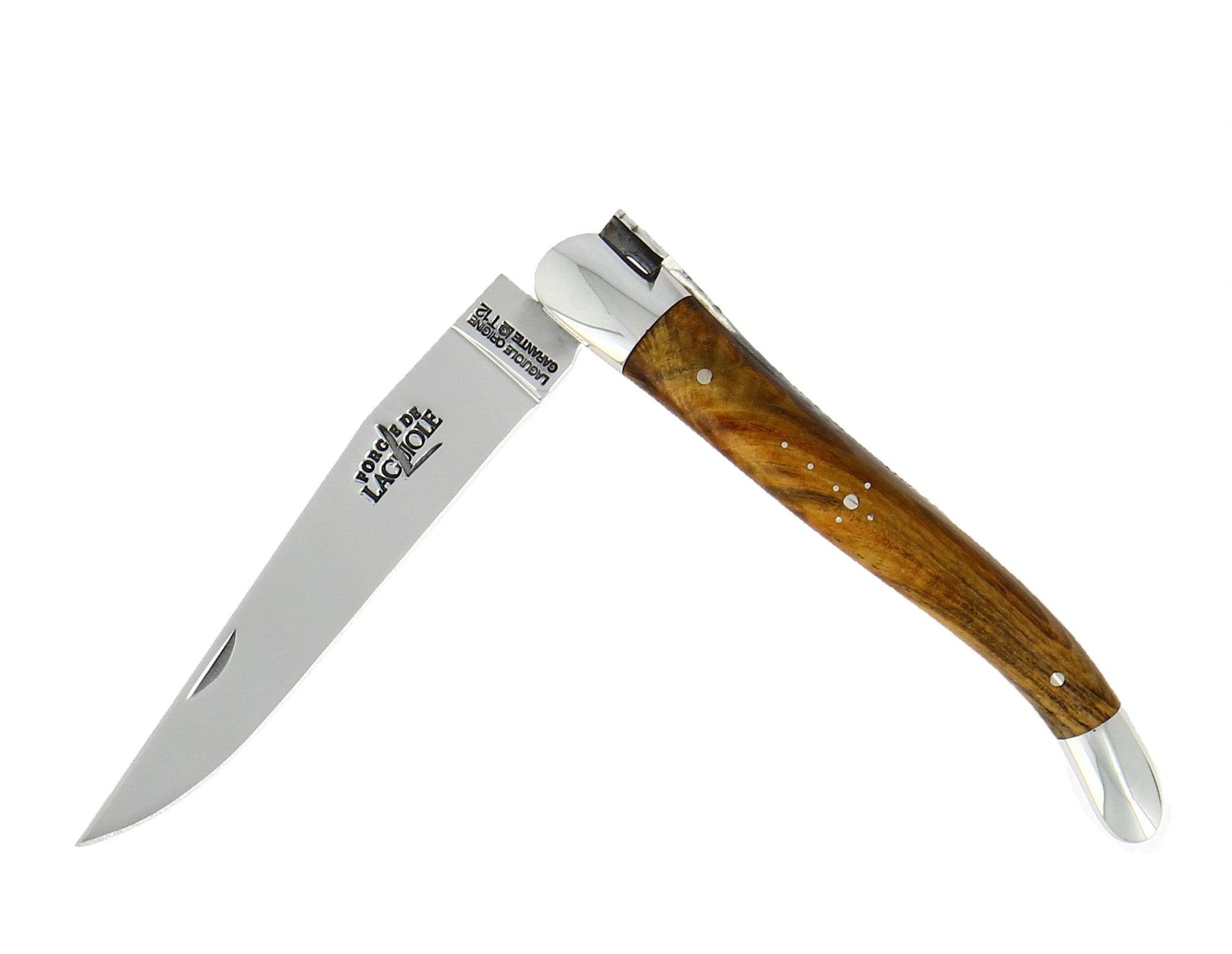 Couteau pliant 11 cm, manche en bois, mitre inox brillant – Laguiole Pistachier - Laguiole - Couteau de poche - 00003681 - 1211 IN PI BRI - La Guilde Culinaire