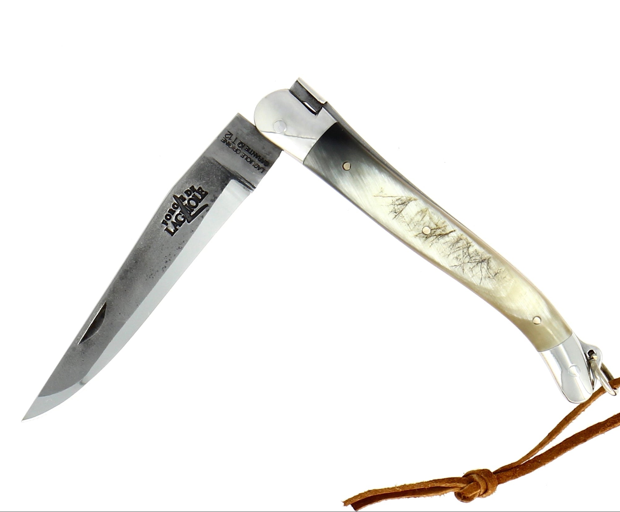 Couteau pliant 11 cm, mitre inox, Pointe de corne Aubrac – Laguiole - Laguiole - Couteau de poche - - La Guilde Culinaire