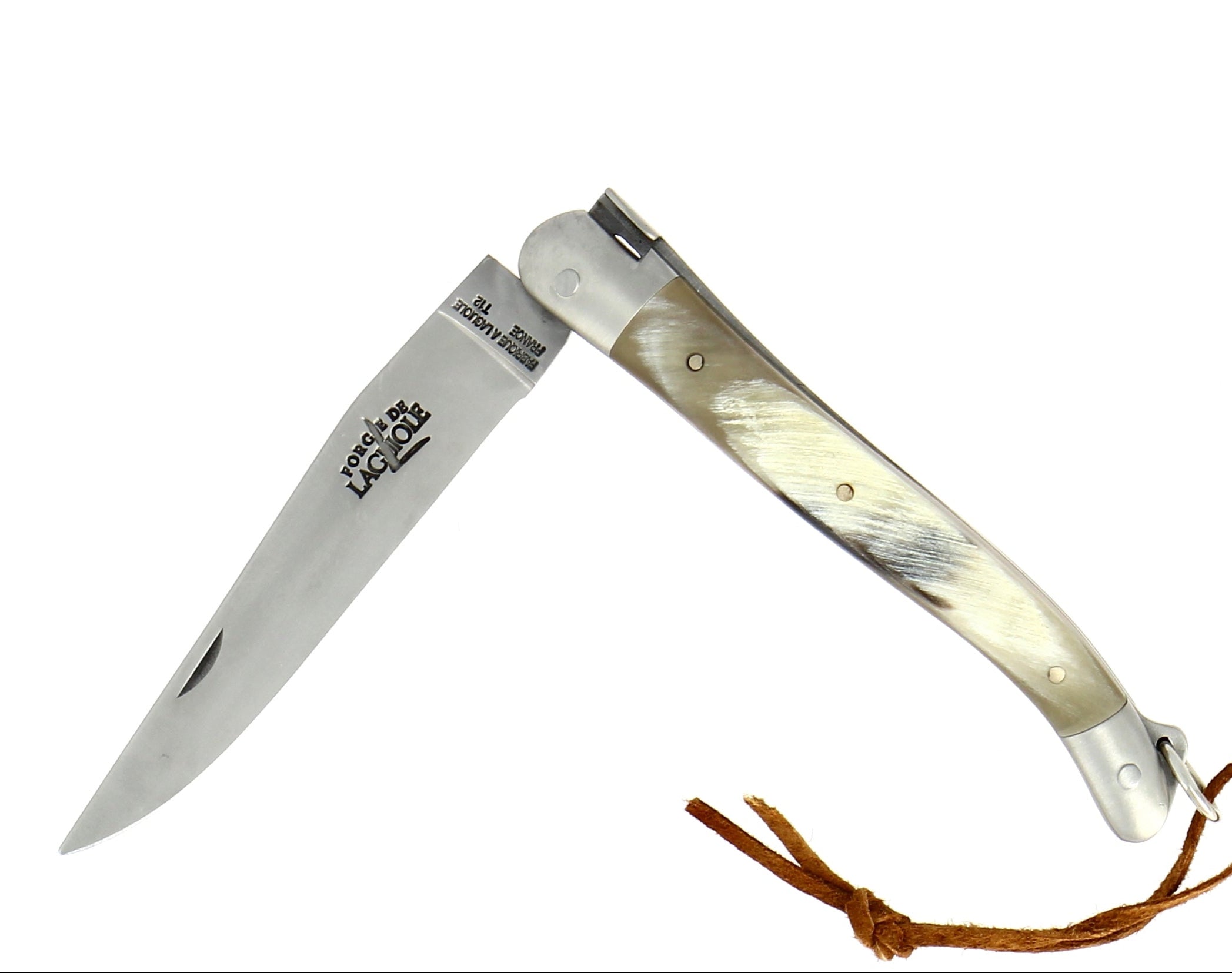 Couteau pliant 11 cm, mitre inox satinée, Pointe de corne Aubrac – Laguiole - Laguiole - Couteau de poche - - La Guilde Culinaire