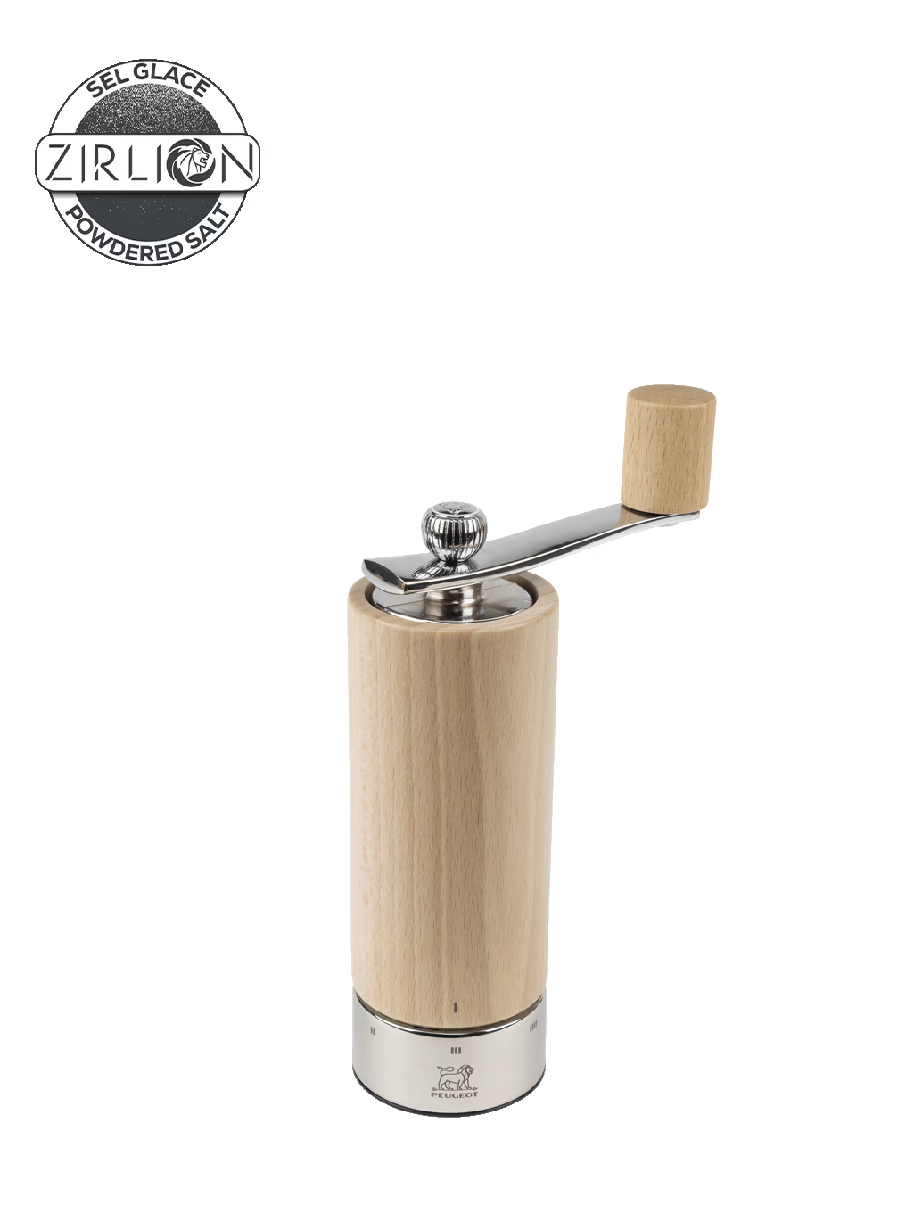 Manual Salt Mill in Wood With Crank Handle, u'Select, Natural, 18cm