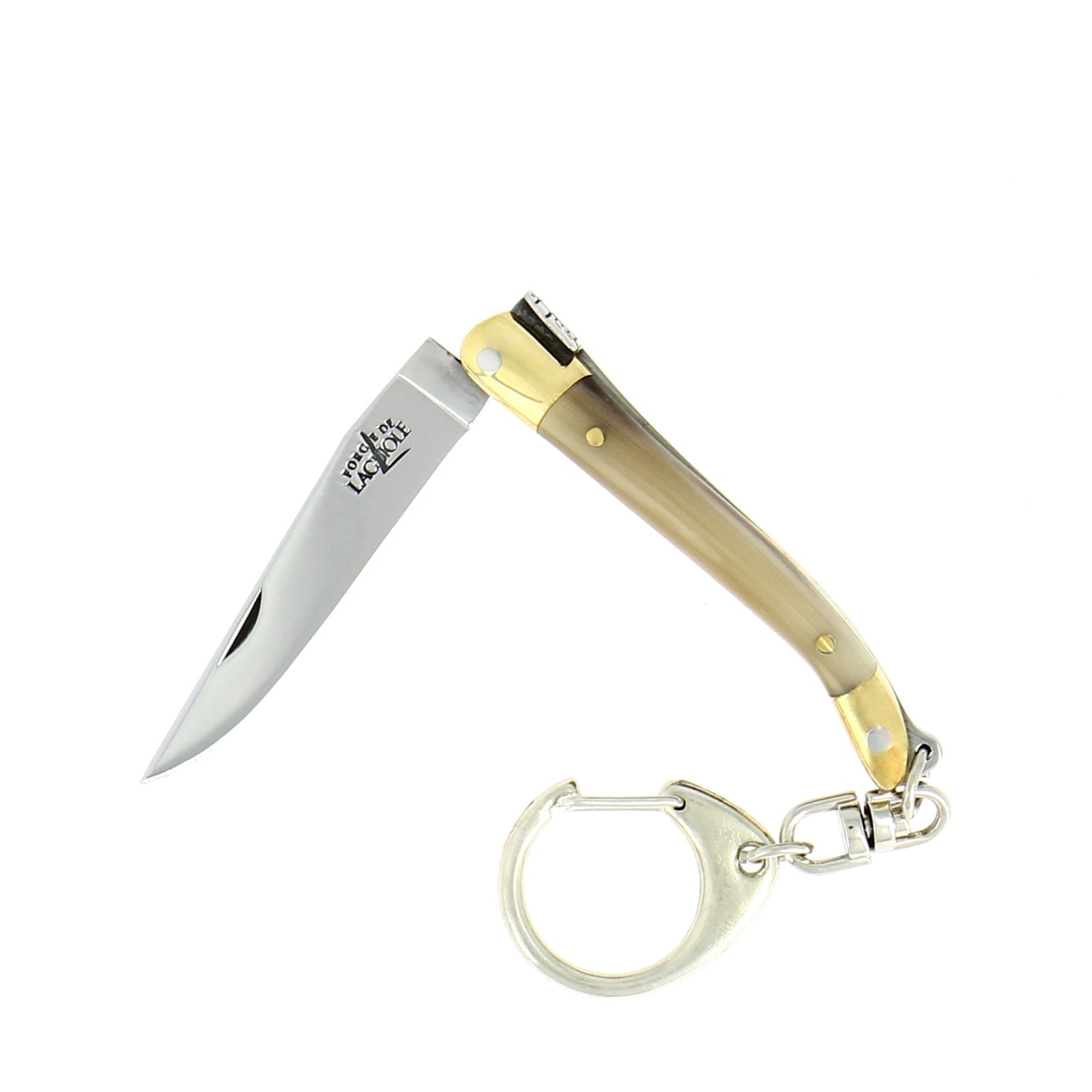 Porte-clés 7 cm, mitres Laiton, Pointe de corne claire – Laguiole - Laguiole - Porte-clefs - - La Guilde Culinaire