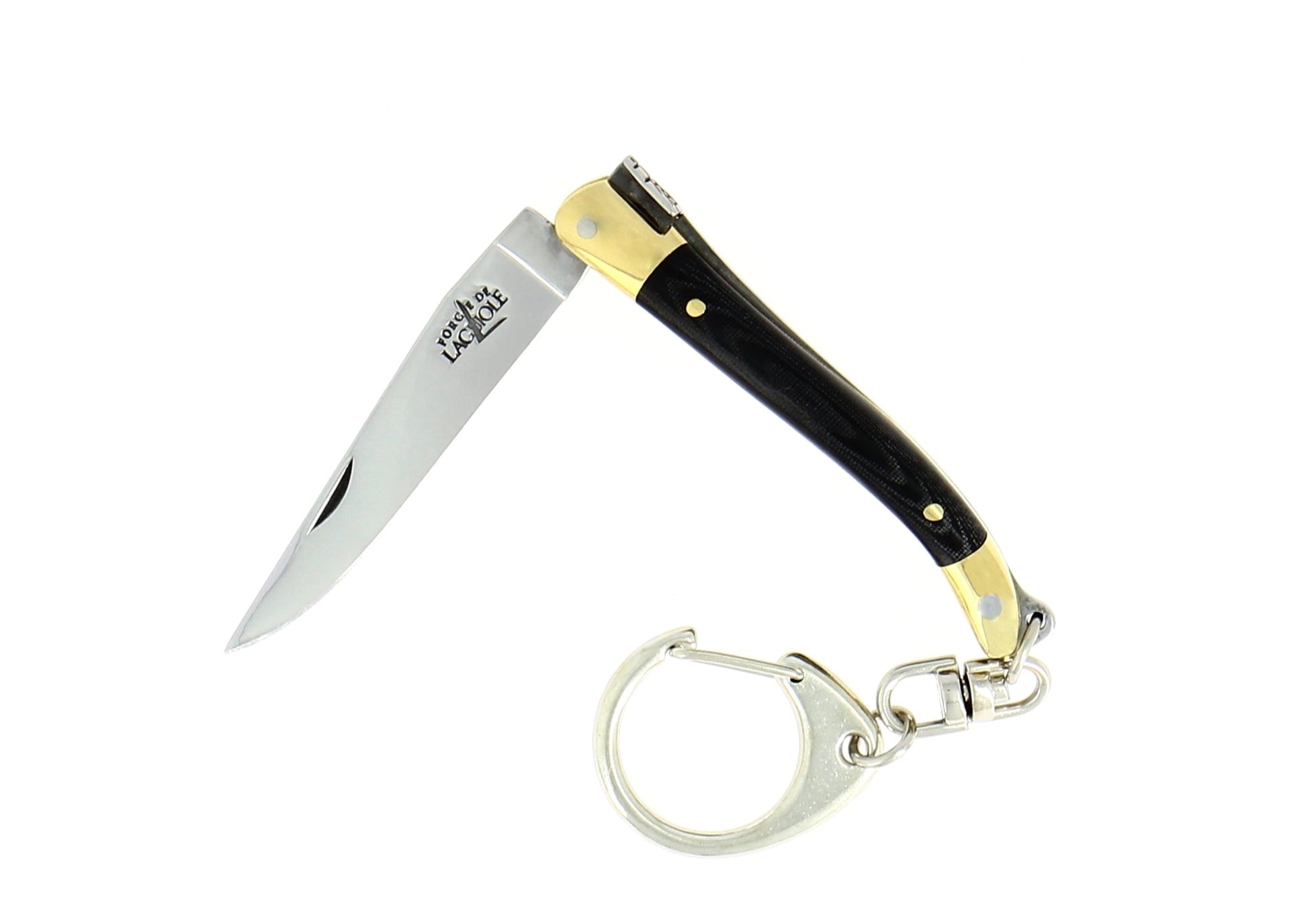Porte-clés 7 cm Tissu compressé, mitre Laiton – Laguiole Noir - Laguiole - Porte-clefs - 00003938 - 1270 TC NOI - La Guilde Culinaire