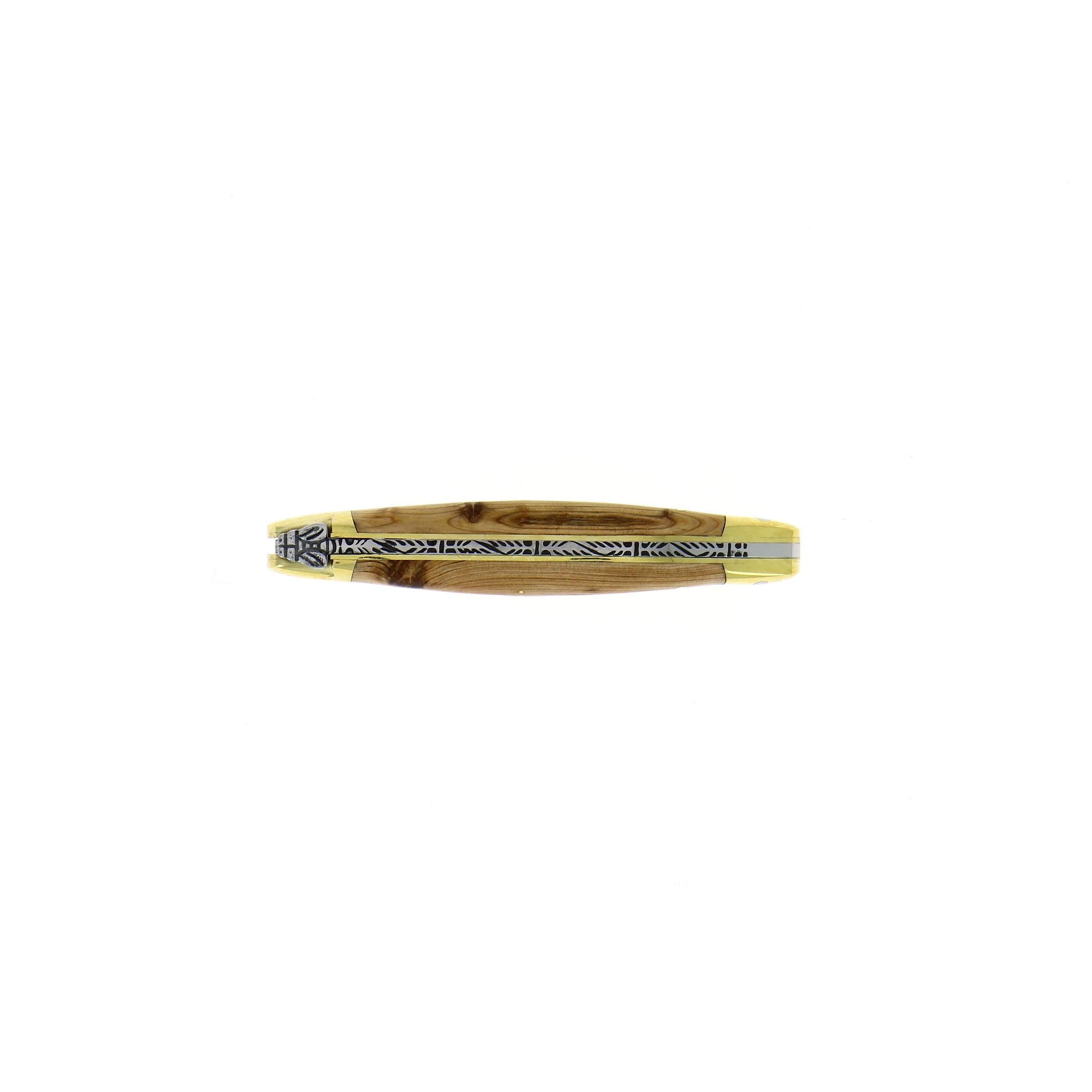 Couteau pliant 9 cm, Bois précieux, mitre Laiton – Laguiole - Laguiole - Couteau de poche - - La Guilde Culinaire