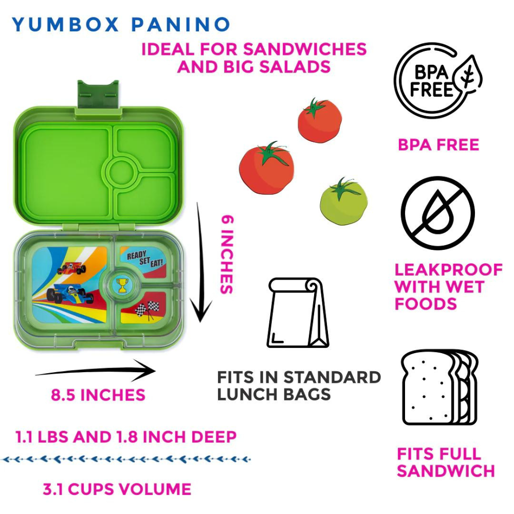 Yumbox Bento – Panino – Vert Matcha avec plateau voiture de course (4 compartiments) - Yumbox - Boîte à repas - - La Guilde Culinaire