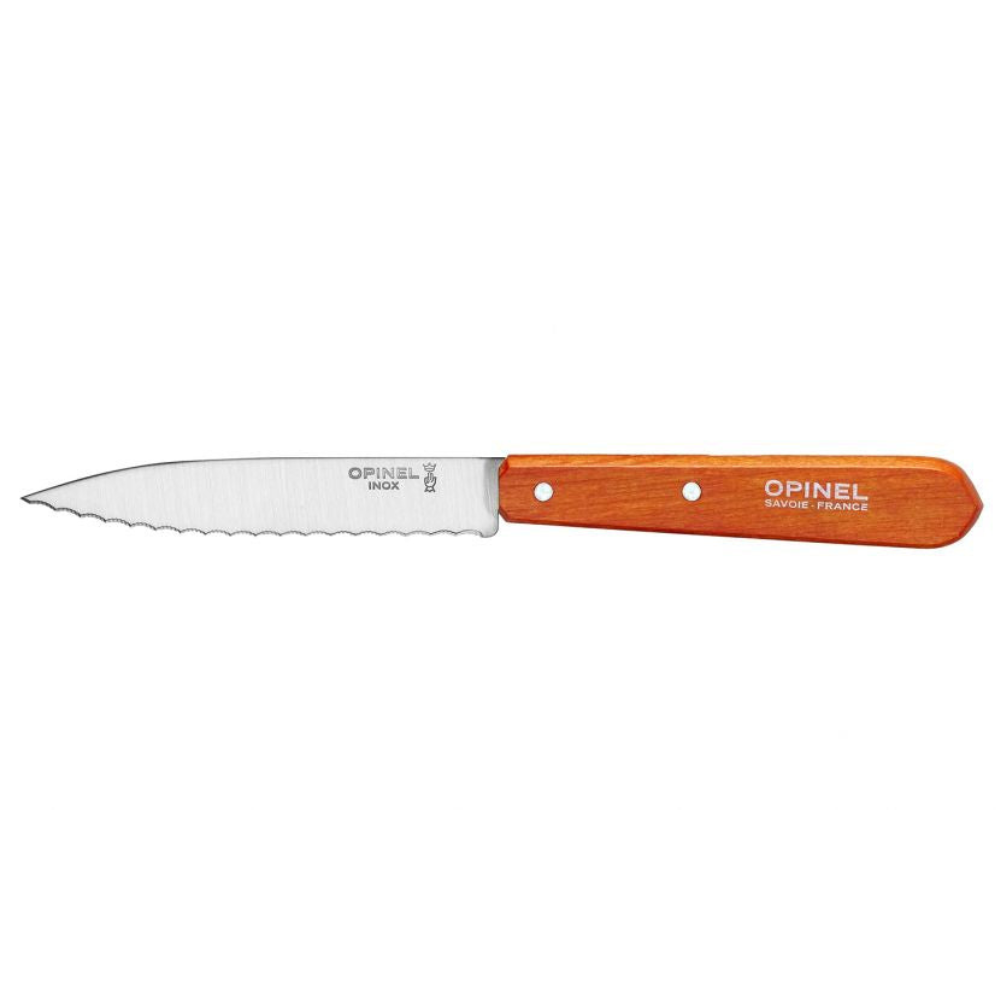 Opinel - Couteau cranté N°113 hêtre Hêtre cranté mandarine - Opinel - Couteau d'office - 001921 - La Guilde Culinaire