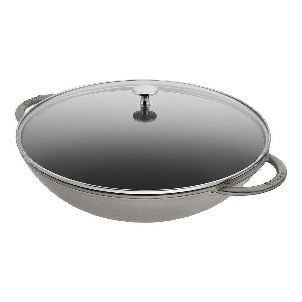 Wok fonte et émail 14.5 po - 37 cm ! Gris - Staub - Wok - 40509-336 / 1003950 - La Guilde Culinaire