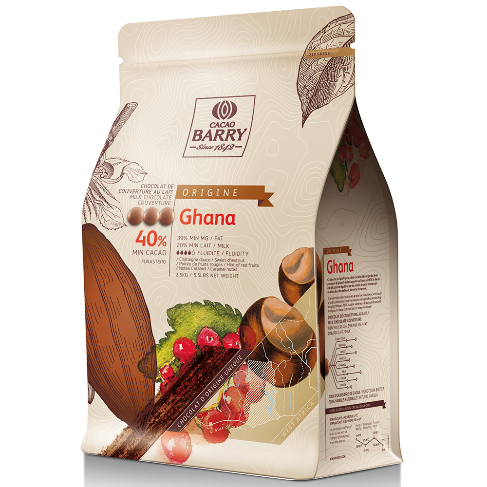 Chocolat Ghana Pure origine 40.5% cacao 1kg - Cacao Barry - Chocolat noir - CHOCOLAT GHANA - 1KG - La Guilde Culinaire