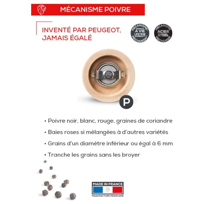 Moulin à poivre manuel en bois, 21cm - 8" - Peugeot - Moulin à poivre - - La Guilde Culinaire