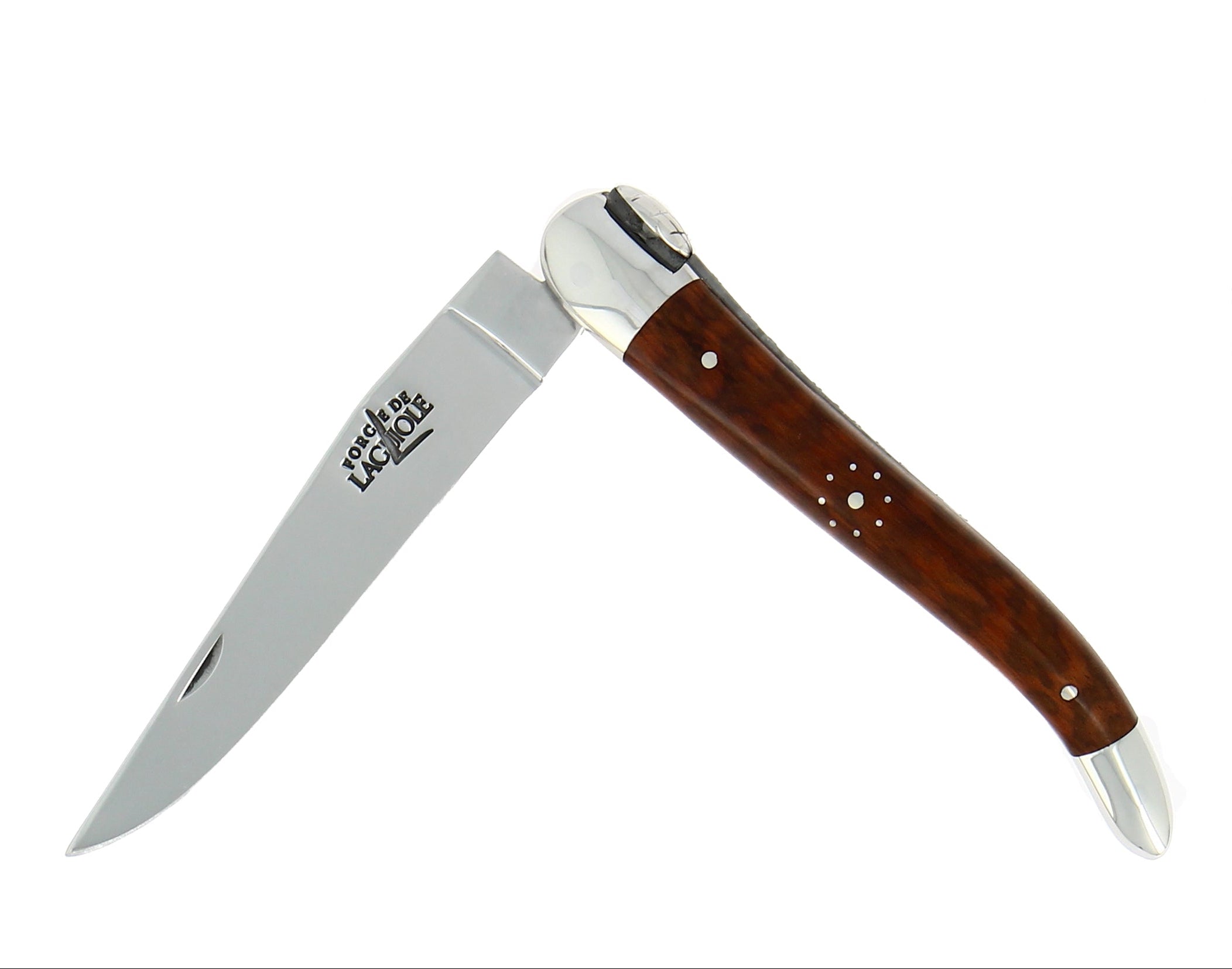 Couteau pliant 11 cm, mitre inox brillant, Amourette + Étui Buron Chocolat – Laguiole - Laguiole - Couteau de poche - - La Guilde Culinaire