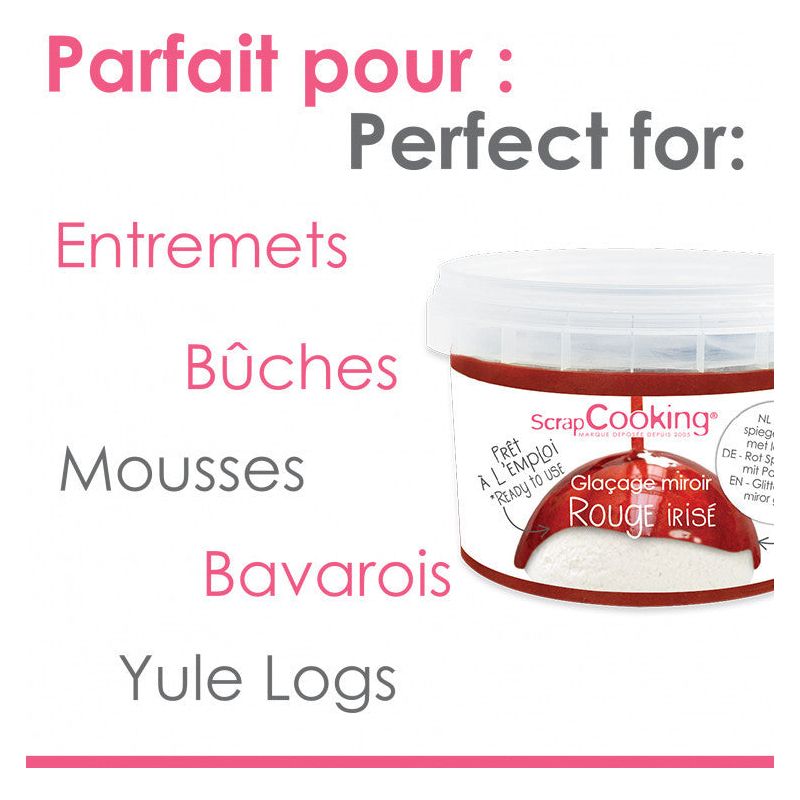 Glaçage miroir prêt à l'emploi rouge irisé 300g - Scrapcooking - Glaçage - - La Guilde Culinaire