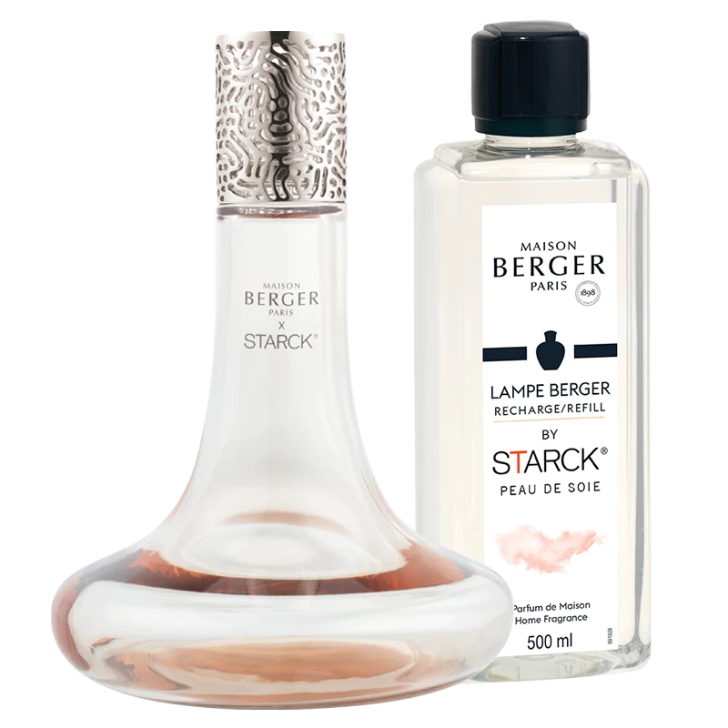 Coffret lampe Starck rose + 500 ml (16.9 oz) Peau de Soie    - Maison Berger Paris - Parfums d'ambiance - 