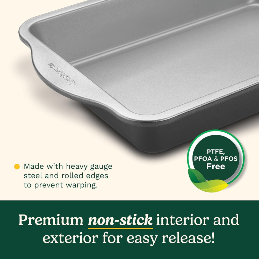 Moule à gâteau rectangulaire anti-adhésif en acier carbone 22.9x33 cm (13x9po) - Cuisinart - Moule à gâteaux - - La Guilde Culinaire