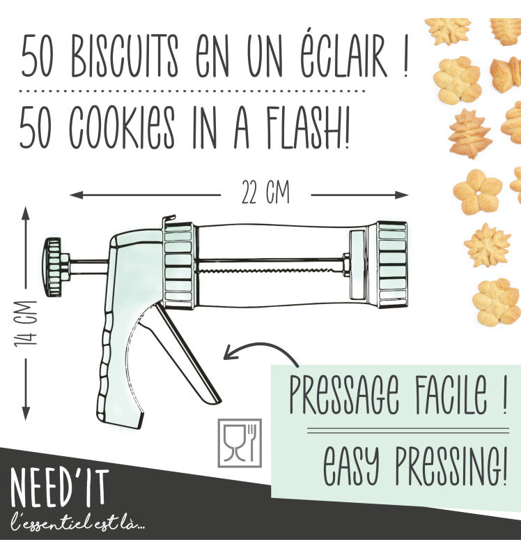 Presse à biscuits Need'it    - Scrapcooking - Douille et poche - 