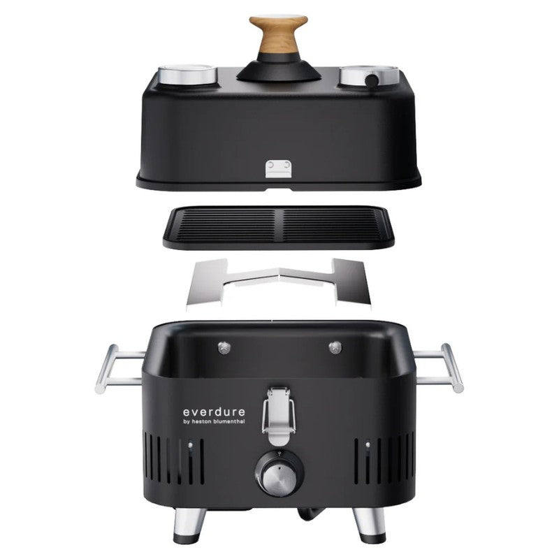 Barbecue à gaz portable Everdure Cube Proflame 360 avec hotte de cuisson – Noir mat - Everdure - BBQ - - La Guilde Culinaire