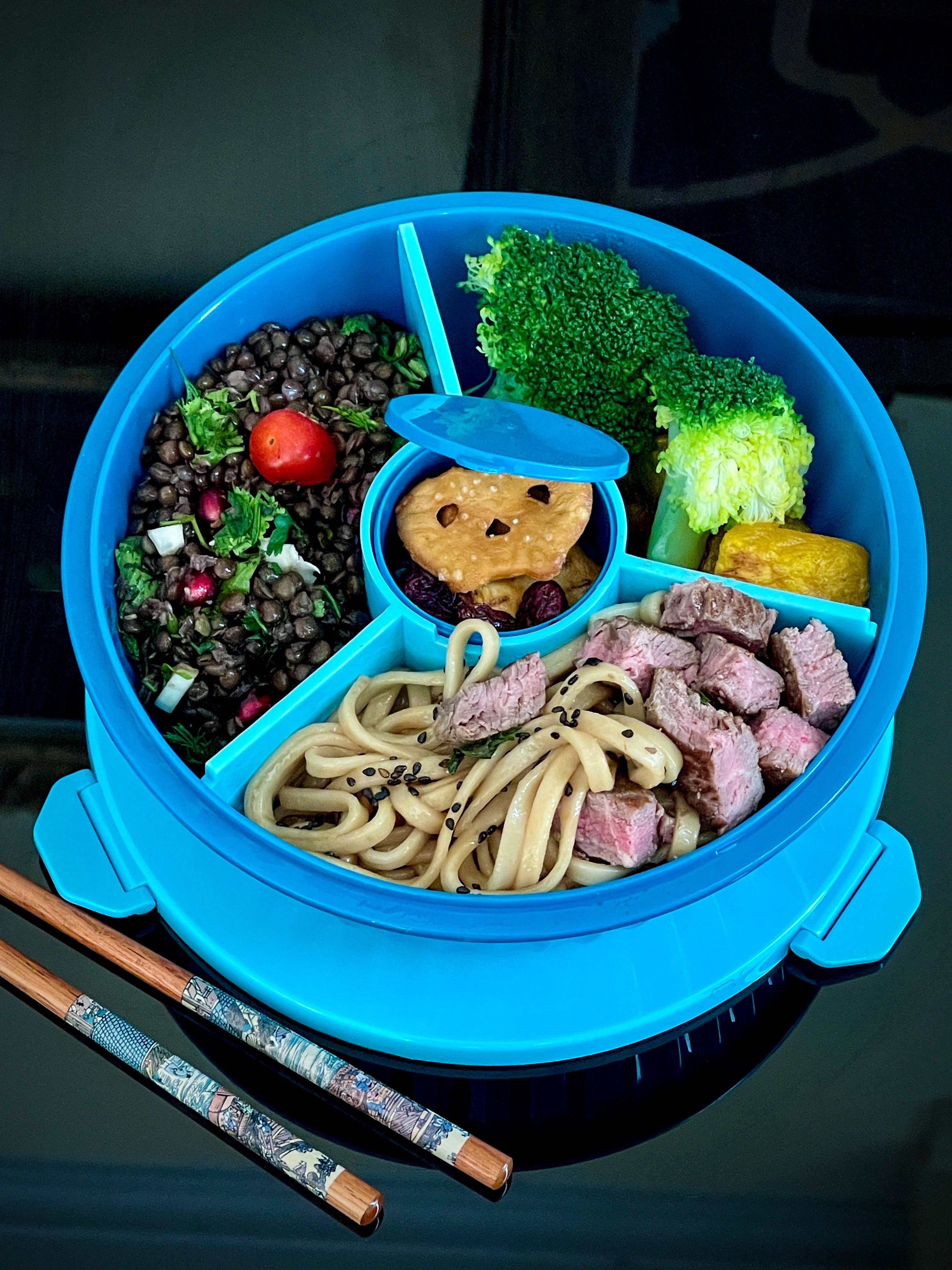 Yumbox Bol Poke avec séparateur 3 parties - Bleu lagon - Yumbox - Boîte à repas - - La Guilde Culinaire