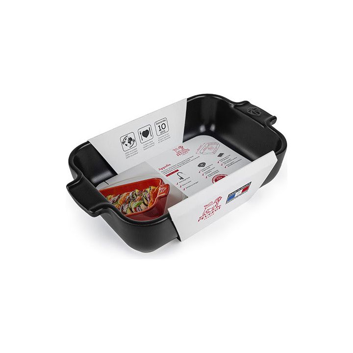 APPOLIA - Plat four en céramique rectangle Noir Satin 22 cm ! - Peugeot - Plat pour four - - La Guilde Culinaire