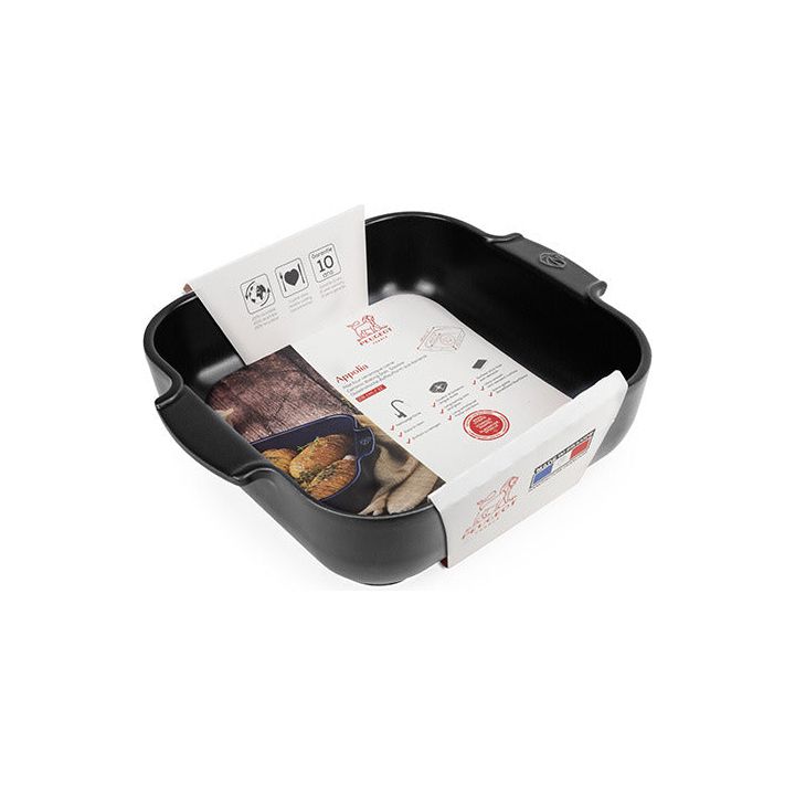 APPOLIA - Plat four en céramique carré noir satin 28 cm - 11" ! - Peugeot - Plat pour four - - La Guilde Culinaire