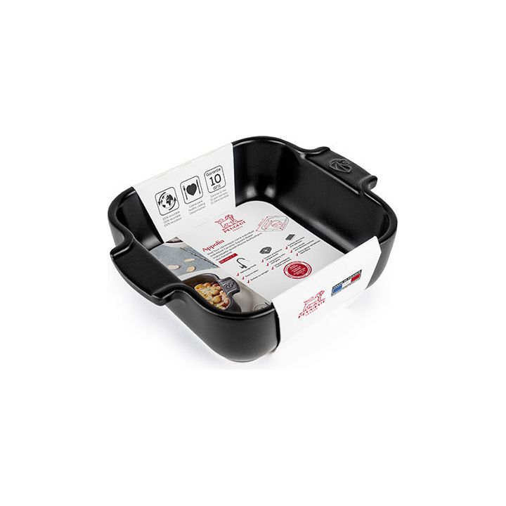 APPOLIA - Plat four en céramique carré noir satin 18cm-7" ! - Peugeot - Plat pour four - - La Guilde Culinaire