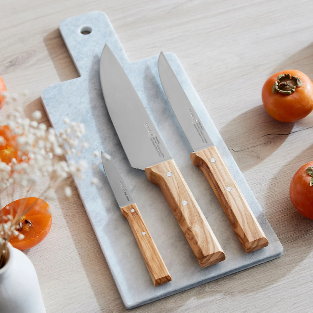 Coffret Trio Parallèle Olivier - Opinel - Couteau de table - - La Guilde Culinaire