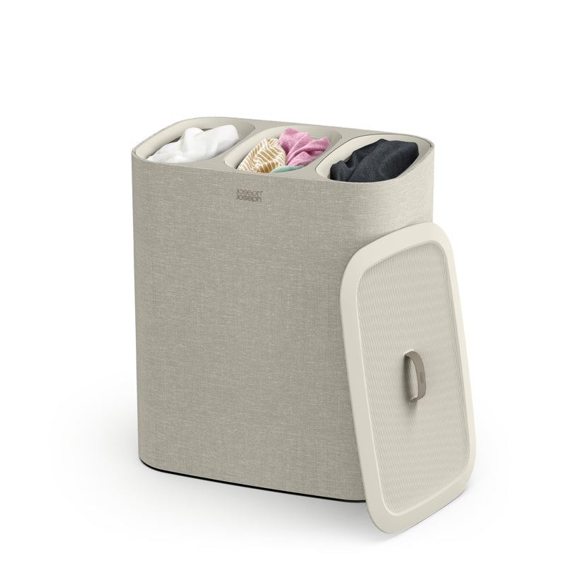 Panier à linge facile à vider à 3 compartiments, 90L Crème - Joseph Joseph - Panier à linge - - La Guilde Culinaire