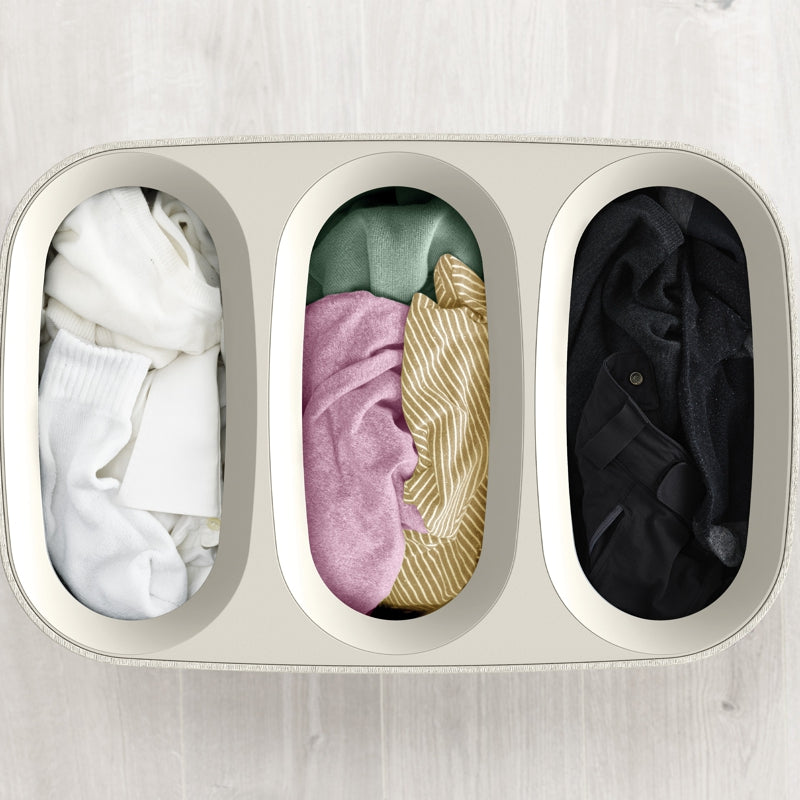 Panier à linge facile à vider à 3 compartiments, 90L Crème - Joseph Joseph - Panier à linge - - La Guilde Culinaire