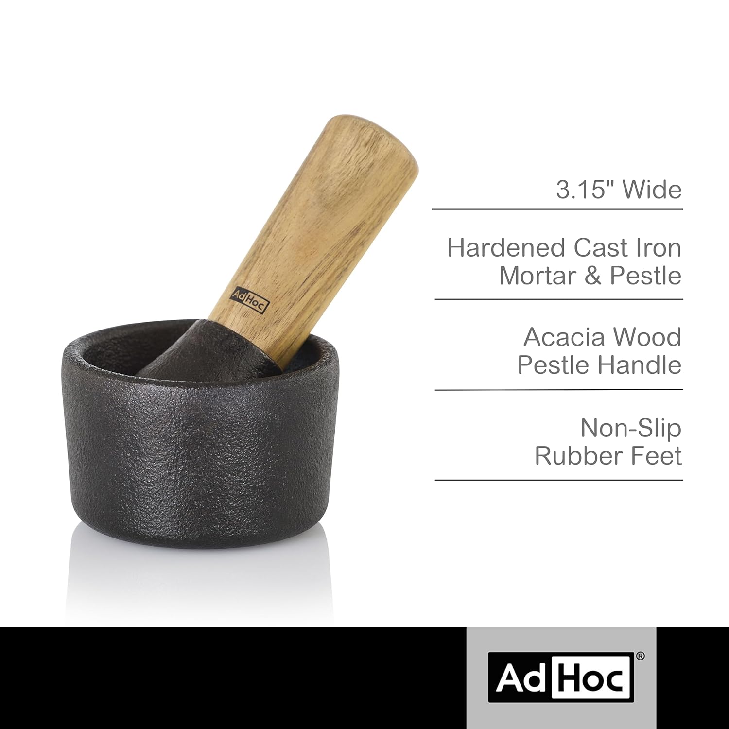 Mortier Camo.8 en fonte et bois d'acacia - AdHoc - Mortier et pilon - - La Guilde Culinaire