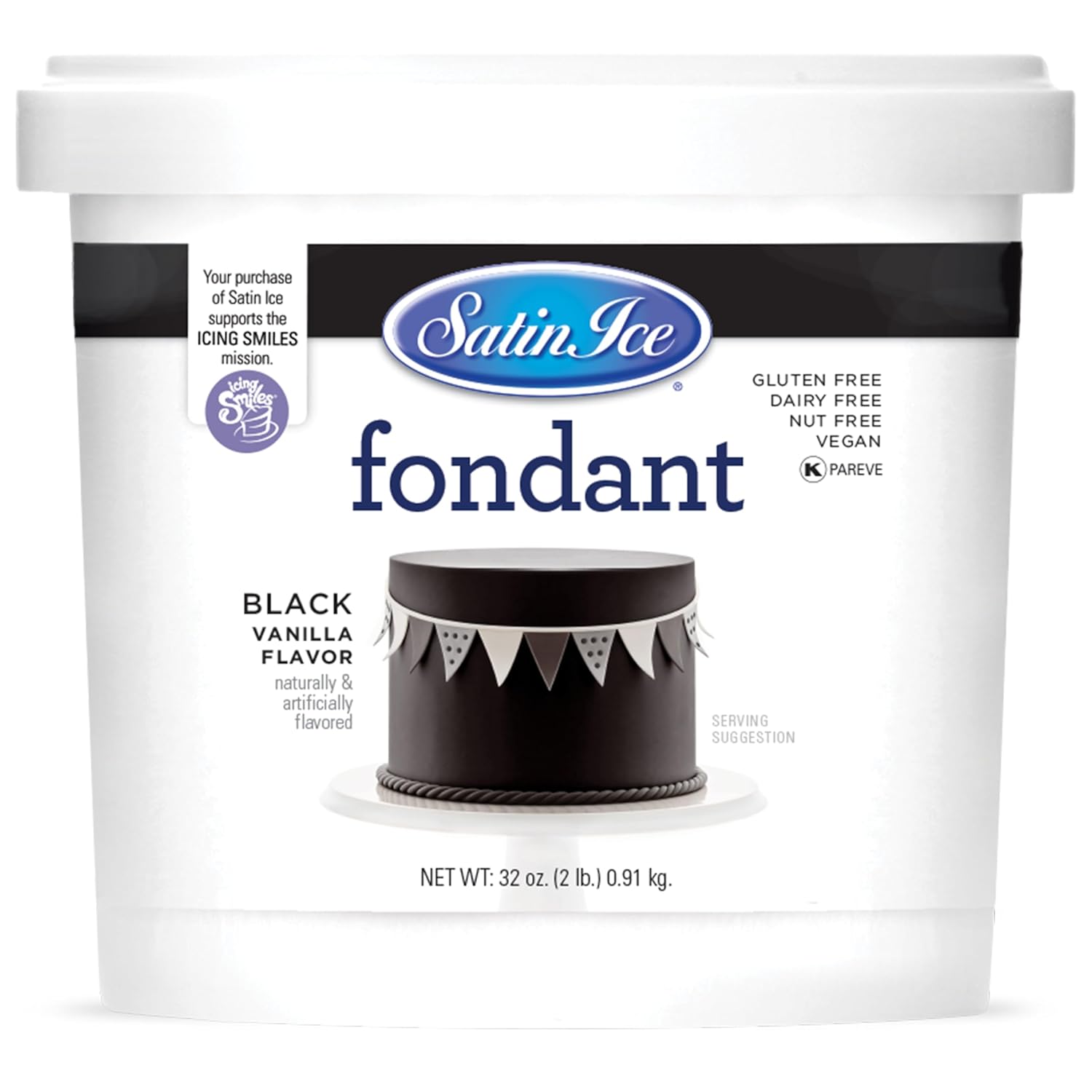 Fondant à Rouler 0.91 kg/2lb Satin Ice Noir - Satin Ice - Fondant - SAT-037 - La Guilde Culinaire